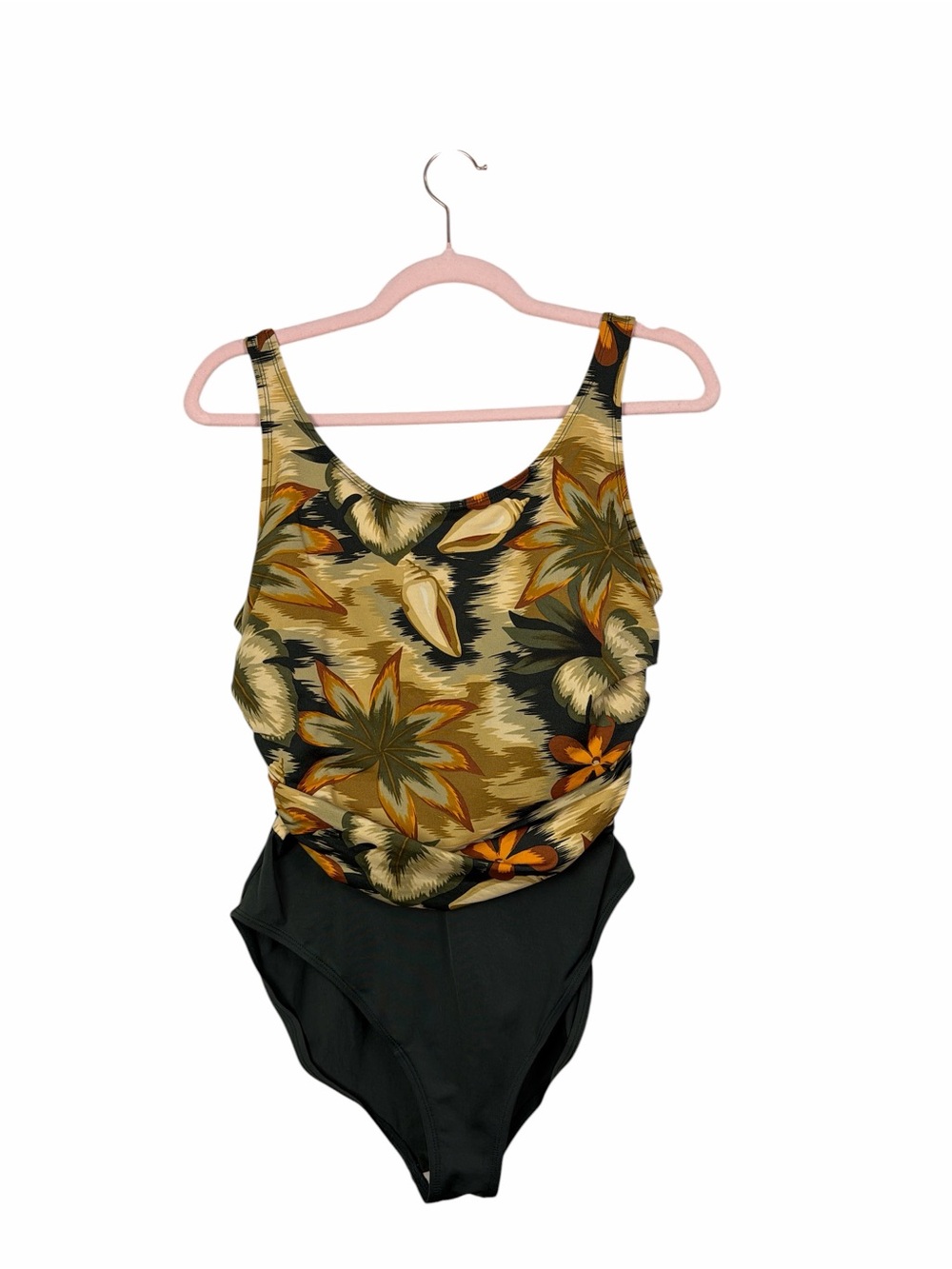 Beach Cabana Tropical Floral One Piece Swimsuit Tummy Control Ruched Padded Cups